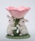Ceramic Easter Bunny Rabbits with Pink Flower Candle Holder, Gift for Her, Gift for Mom, Kitchen Décor, Spring Décor, Easter Décor